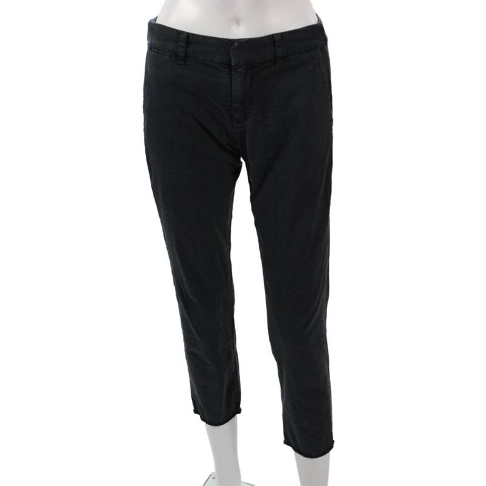 Nili Lotan Womens Chino Pants Black Cotton Zip Inseam 24 Size 0